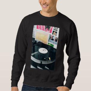 Old School Hip Hop Music DJ Vinyl Record Sweatshirt