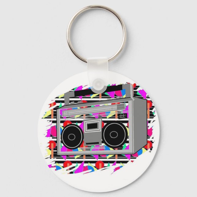 old school hip hop stereo RETRO 1980s boombox Key Ring (Front)