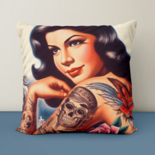 Old School Inked Girl Cushion
