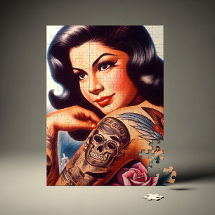 Old School Inked Girl Jigsaw Puzzle