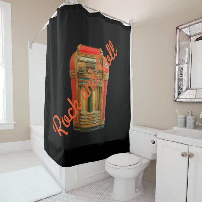 Old School Jukebox Rock and Roll Shower Curtain (In Situ)