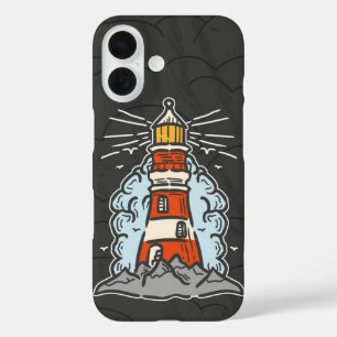 Old School Lighthouse Tattoo iPhone 16 Case