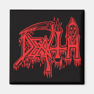 Old school logo red on black magnet