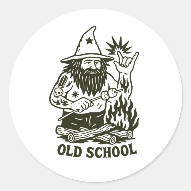 Old School Magic Wizard Funny Sticker (Front)