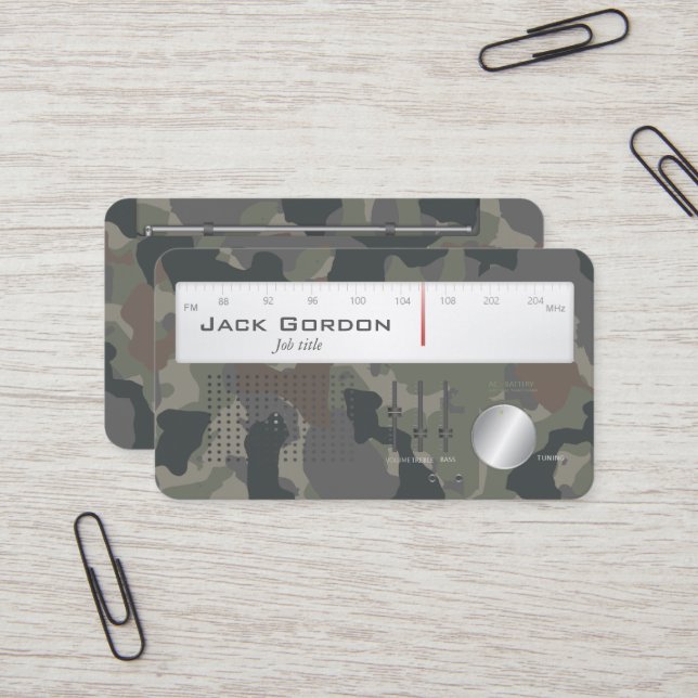 Old school military camouflage radio business card (Front/Back In Situ)