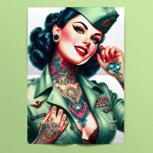 Old School Military Pinup Tissue Paper