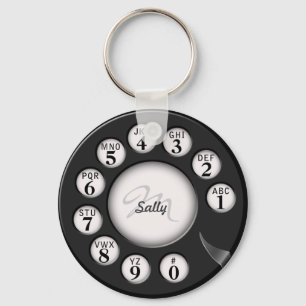 Old School Monogram Rotary Phone Dial Key Ring