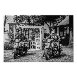 Old School Motorcycle Cops Vintage Photo Print