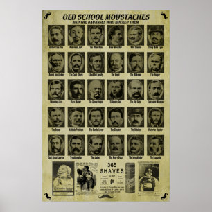 Old School Moustaches - Good Humour for Bars n Poster