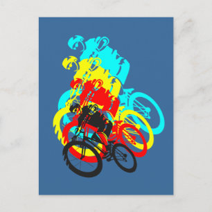 Old school MTB / Trials bike wheelie Postcard