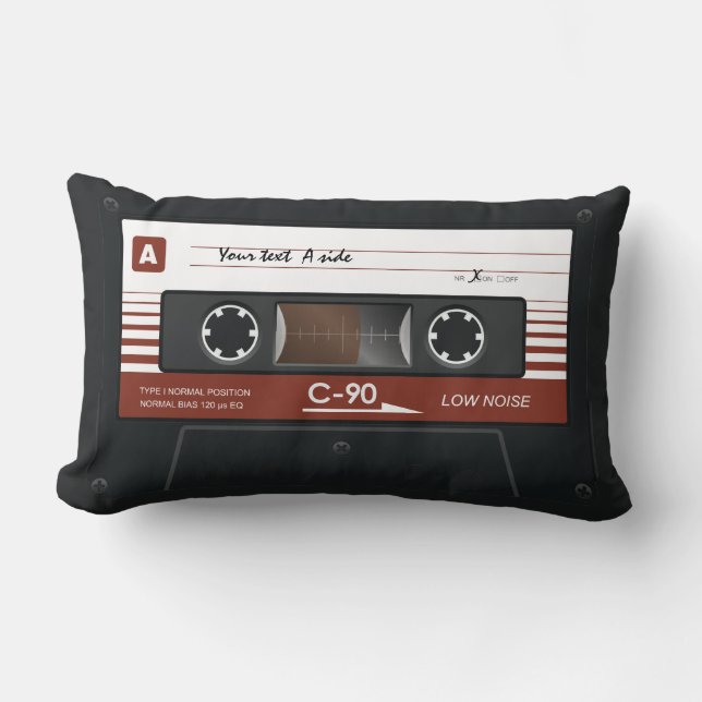 Old School Music Cassette Mix Tape Pillow (Front)