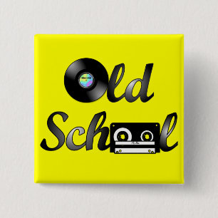 Old School Music Media Square (Yellow) 15 Cm Square Badge