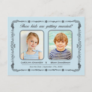 Old School Photos Save the Date Postcard Aqua