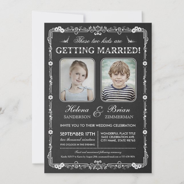 Old School Photos Wedding Invitation (Front)