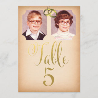 Old School Photos Wedding Table Number Cards