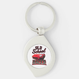Old School Racer Logo Button Key Ring