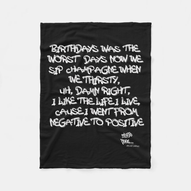 Old School Rap Hip Hop Merch Juicy Positive Quote  Fleece Blanket (Front)