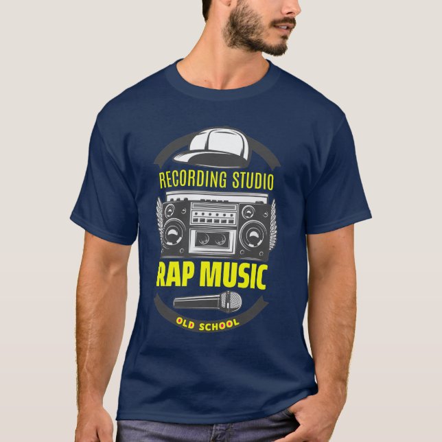 Old School Rap Music T-Shirt Recording Studio Hip  (Front)
