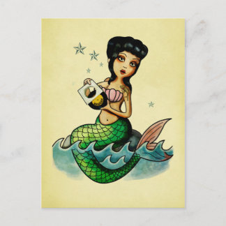 Old School Reggae Mermaid Postcard