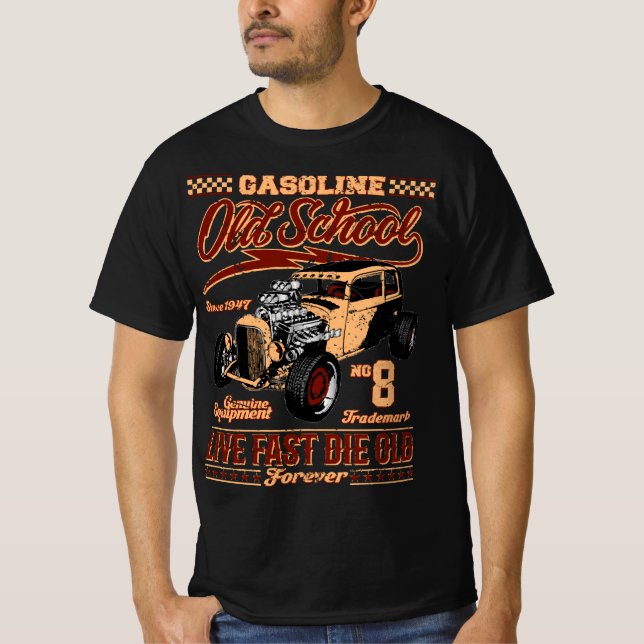Old School Rockabilly Hot Rod T-Shirt (Front)
