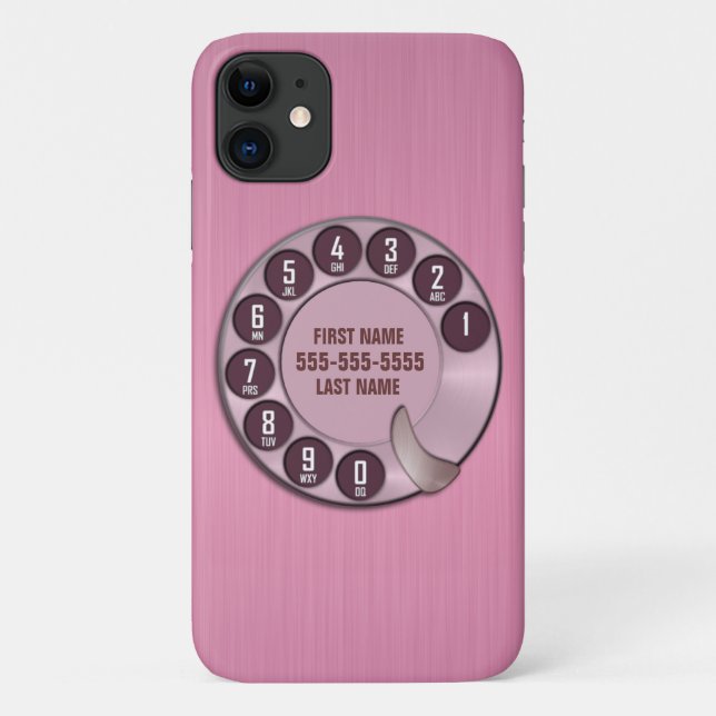 Old School Rotary Dial Phone Pink Case-Mate iPhone Case (Back)
