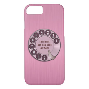 Old School Rotary Dial Phone Pink iPhone 8/7 Case