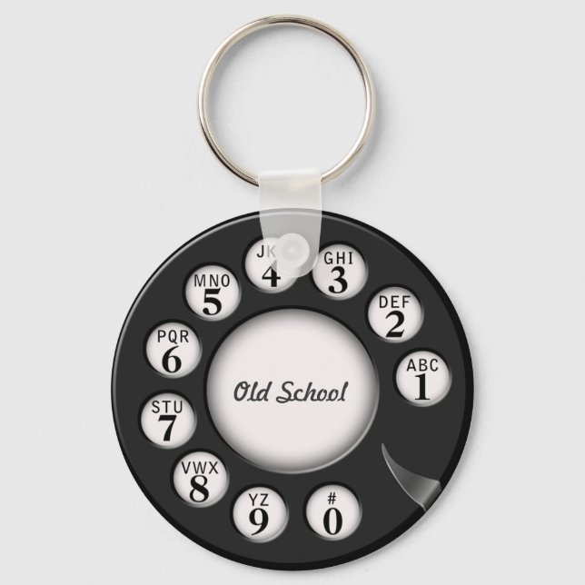 Old School Rotary Phone Dial Key Ring (Front)