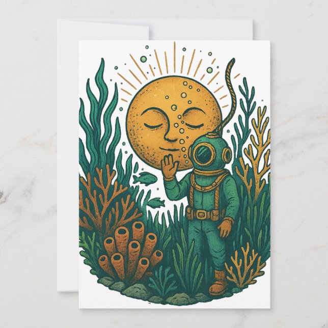 Old School Scuba Diver Invitation (Front)