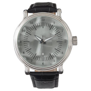 Old School Simulated Brushed Aluminium Watch