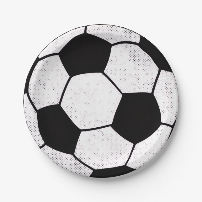 Old School Soccer Pitch Aesthetic Graphic Style Paper Plate (Front)