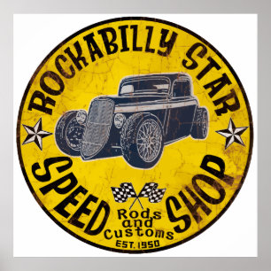 Old school speed shop poster
