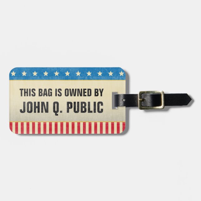 Old School Stars and Stripe Luggage Tag (Front Horizontal)