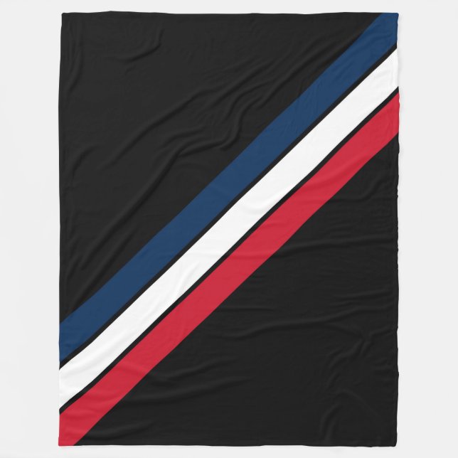 Old School Striped 70s 80s Retro Racing Stripes Fleece Blanket (Front)