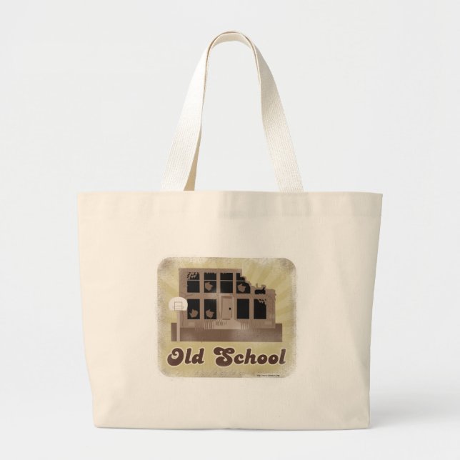 Old School Style Funny Campus Humour Large Tote Bag (Front)