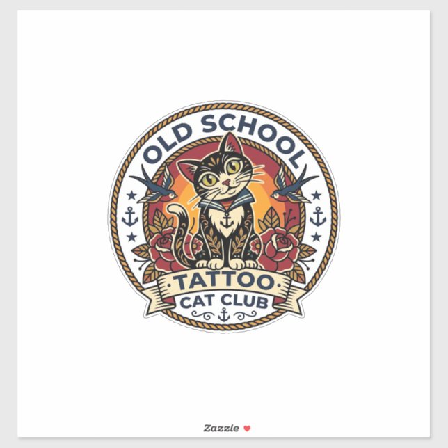 Old School Tattoo Cat Cute Kitty Design - Old Scho (Sheet)