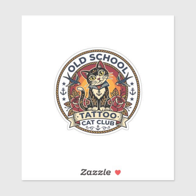 Old School Tattoo Cat Cute Kitty Design - Old Scho (Sheet)