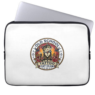 Old School Tattoo Cat Cute Kitty Design - Old Scho Laptop Sleeve
