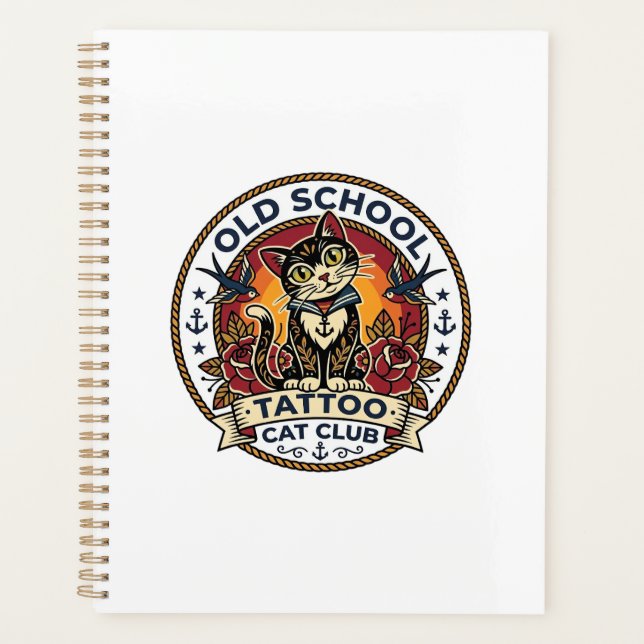 Old School Tattoo Cat Cute Kitty Design - Old Scho Planner (Front)