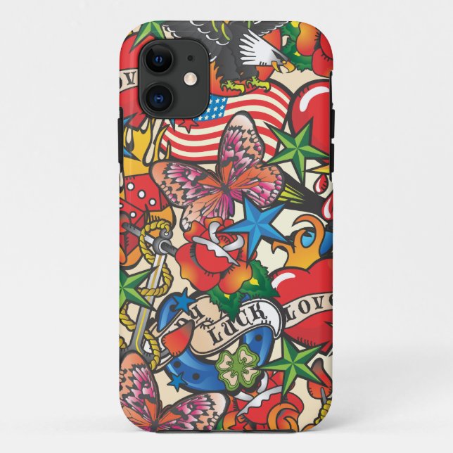 Old School Tattoo Cell Phone Cover Case (Back)