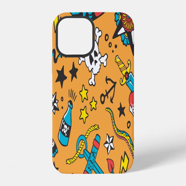 Old School Tattoo: Cute Seamless iPhone Case (Back)