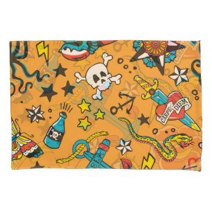 Old School Tattoo: Cute Seamless Pillowcase