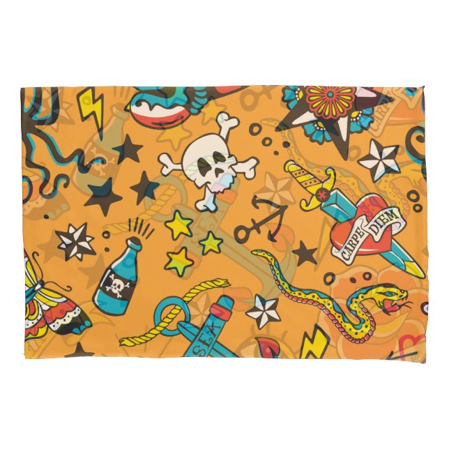 Old School Tattoo: Cute Seamless Pillowcase (Front)