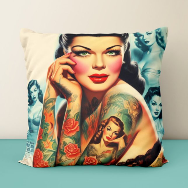 Old School Tattoo Girl Cushion (Creator Uploaded)