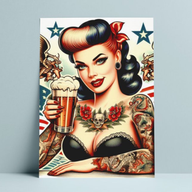 Old School Tattoo Girl Postcard (Creator Uploaded)