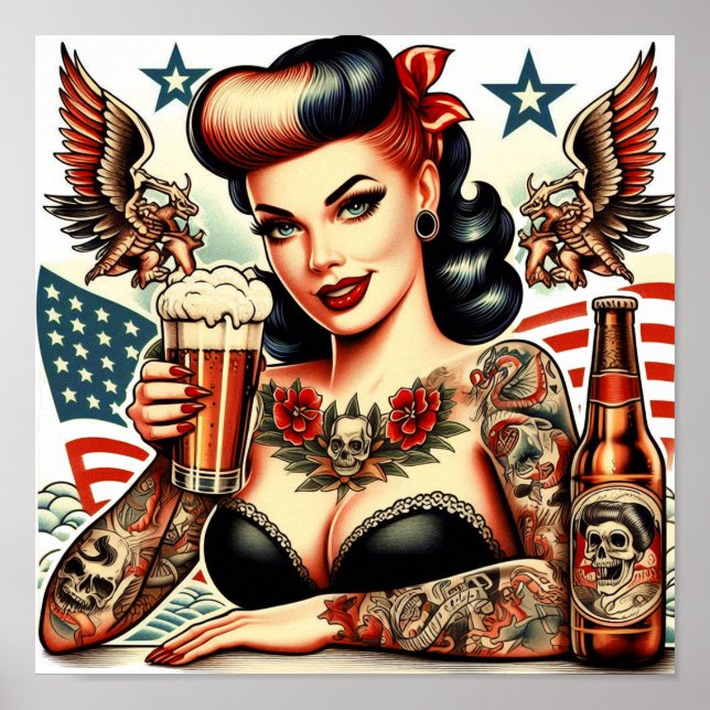 Old School Tattoo Girl Poster (Front)