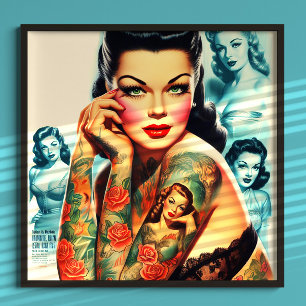 Old School Tattoo Girl Poster