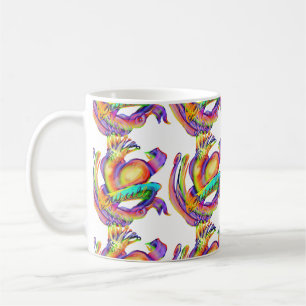Old school tattoo in rainbow colours coffee mug