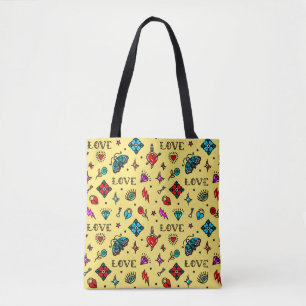 Old School Tattoo Love Pattern Tote Bag