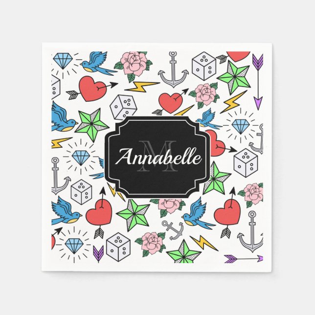 Old School Tattoo Napkin (Front)