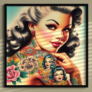 Old School Tattoo Pin-up Poster